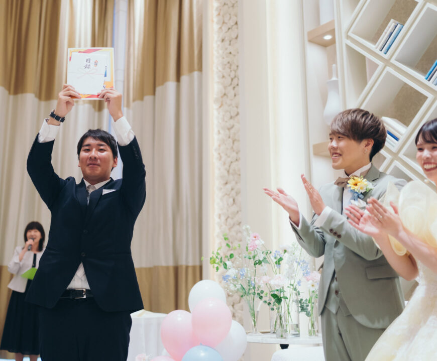 「100本のバラに込めた、一生の約束」の結婚式の様子｜長岡市の結婚式場リアーレ